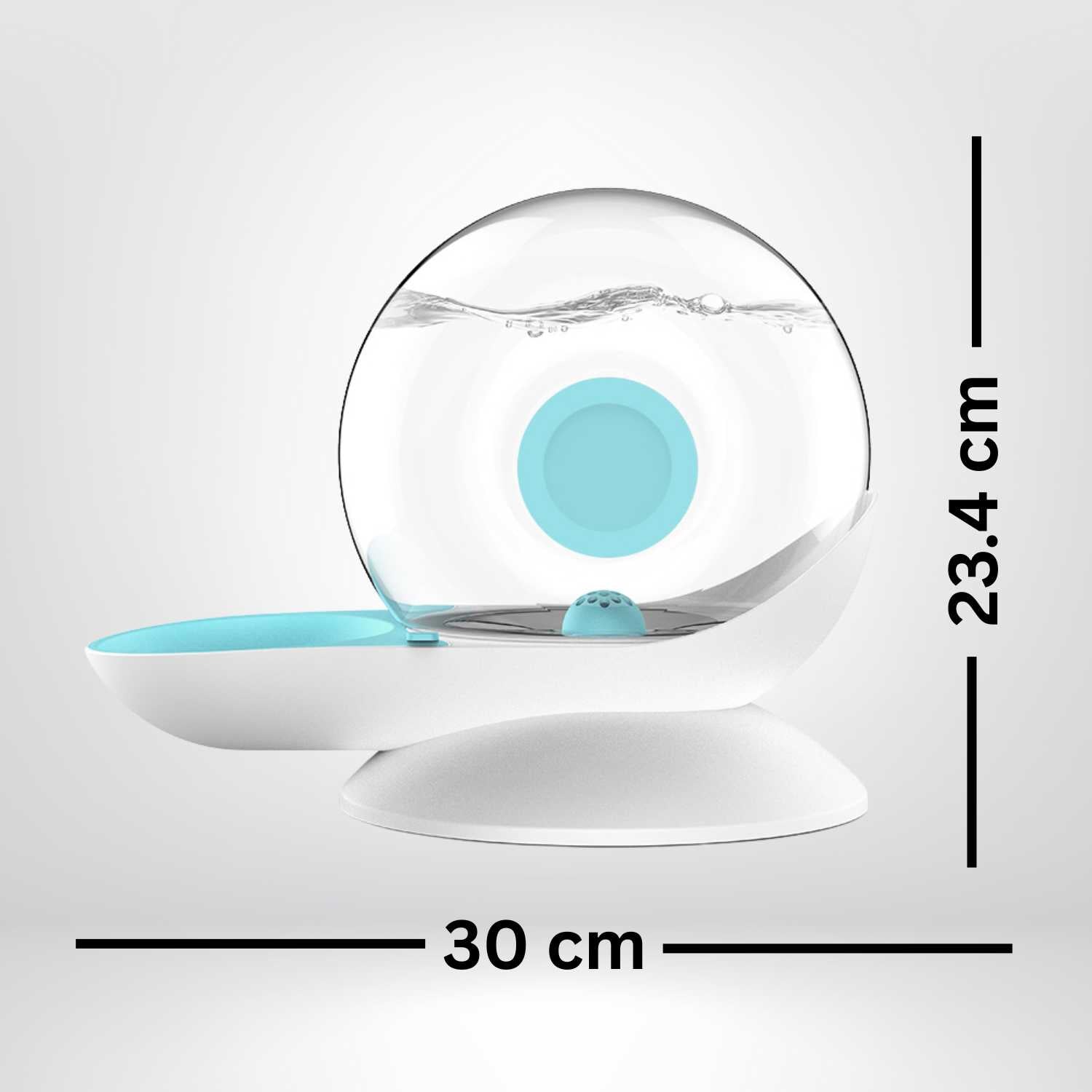 slakken drinkfontein kat transparante waterbol met maten 30x23cm